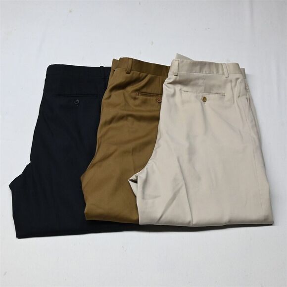 Lot 3 Zanieri 36x30 Navy Brown Khaki Wool Italy Made Pleated Mens Dress‎ Pants
